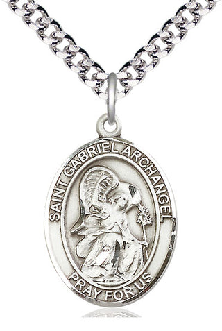 Pewter Saint Gabriel the Archangel Medal Catholic Jewelry Engraved Catholic Saint Jewelry