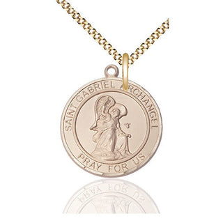 14kt Gold Filled Saint Gabriel the Archangel Medal Catholic Jewelry Engraved Catholic Saint Jewelry