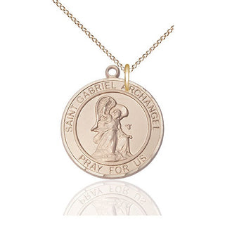 14kt Gold Filled Saint Gabriel the Archangel Medal Catholic Jewelry Engraved Catholic Saint Jewelry