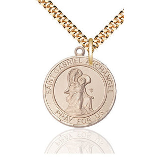14kt Gold Filled Saint Gabriel the Archangel Medal Catholic Jewelry Engraved Catholic Saint Jewelry