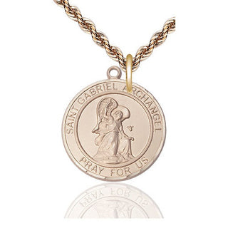 14kt Gold Filled Saint Gabriel the Archangel Medal Catholic Jewelry Engraved Catholic Saint Jewelry