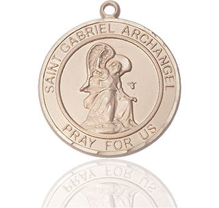 14kt Gold Saint Gabriel the Archangel Medal Engraved Catholic Saint Jewelry