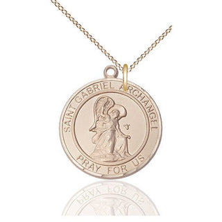 14kt Gold Saint Gabriel the Archangel Medal Engraved Catholic Saint Jewelry