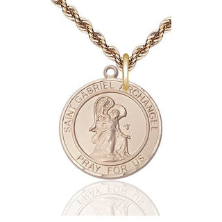 14kt Gold Saint Gabriel the Archangel Medal Engraved Catholic Saint Jewelry