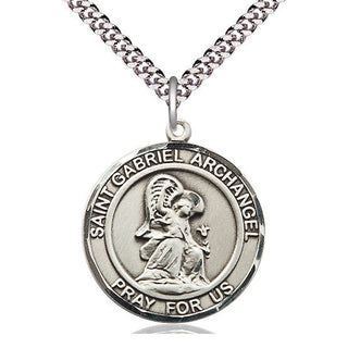 Pewter Saint Gabriel the Archangel Medal Catholic Jewelry Engraved Catholic Saint Jewelry
