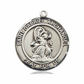 Sterling Silver Saint Gabriel the Archangel Medal Catholic Jewelry Engraved Catholic Saint Jewelry