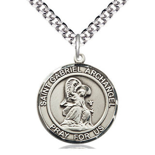 Sterling Silver Saint Gabriel the Archangel Medal Catholic Jewelry Engraved Catholic Saint Jewelry