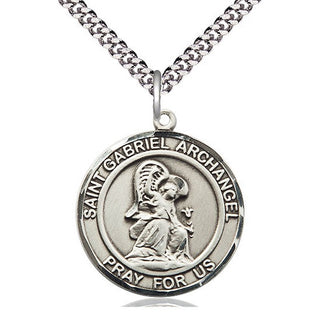 Sterling Silver Saint Gabriel the Archangel Medal Catholic Jewelry Engraved Catholic Saint Jewelry