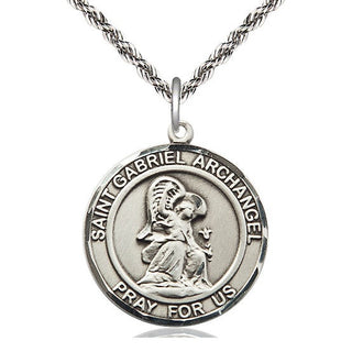 Sterling Silver Saint Gabriel the Archangel Medal Catholic Jewelry Engraved Catholic Saint Jewelry