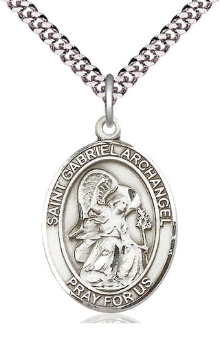 Sterling Silver Saint Gabriel the Archangel Medal Catholic Jewelry Engraved Catholic Saint Jewelry