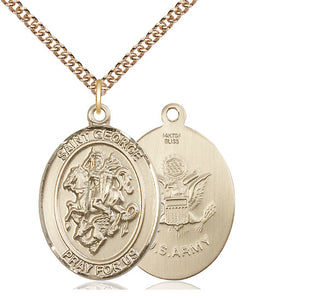 14kt Gold Filled Saint George Army Medal Catholic Jewelry