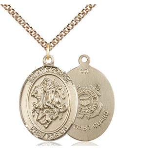 14kt Gold Filled Saint George Coast Guard Medal Catholic Jewelry