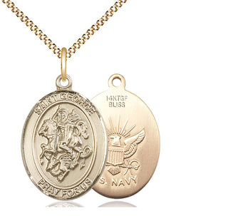 14kt Gold Filled Saint George Navy Medal Catholic Jewelry