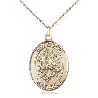14kt Gold Filled Saint George Medal Catholic Jewelry Engraved Catholic Saint Jewelry