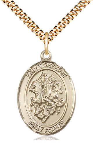 14kt Gold Filled Saint George Medal Catholic Jewelry Engraved Catholic Saint Jewelry