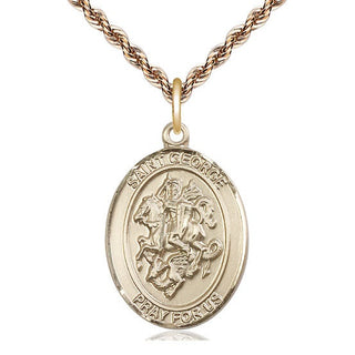 14kt Gold Filled Saint George Medal Catholic Jewelry Engraved Catholic Saint Jewelry