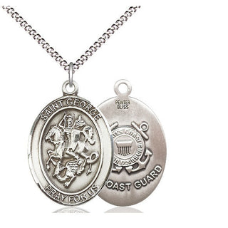 Pewter Saint George Coast Guard Medal Catholic Jewelry