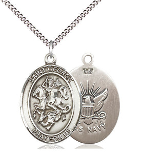 Pewter Saint George Navy Medal Catholic Jewelry