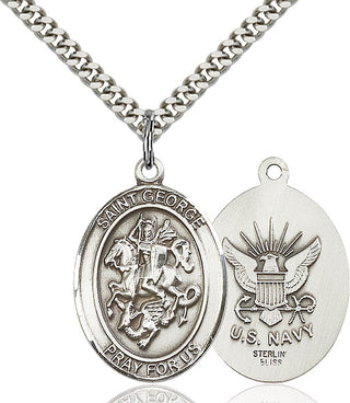 Pewter Saint George Navy Medal Catholic Jewelry