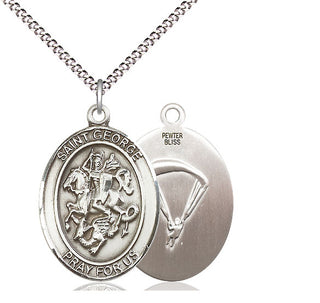 Pewter Saint George Paratrooper Medal Catholic Jewelry