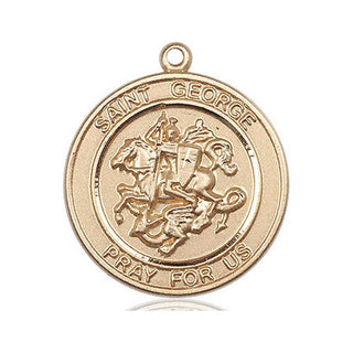 14kt Gold Filled Saint George Medal Engraved Catholic Saint Jewelry