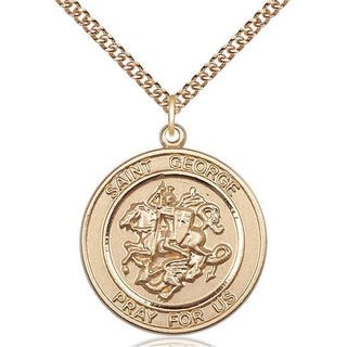 14kt Gold Filled Saint George Medal Catholic Jewelry Engraved Catholic Saint Jewelry