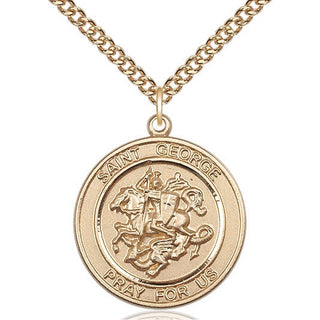 14kt Gold Filled Saint George Medal Catholic Jewelry Engraved Catholic Saint Jewelry