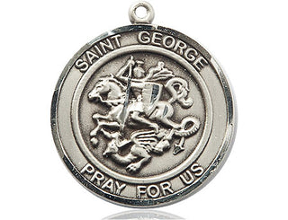 Sterling Silver Saint George Medal Catholic Jewelry Engraved Catholic Saint Jewelry
