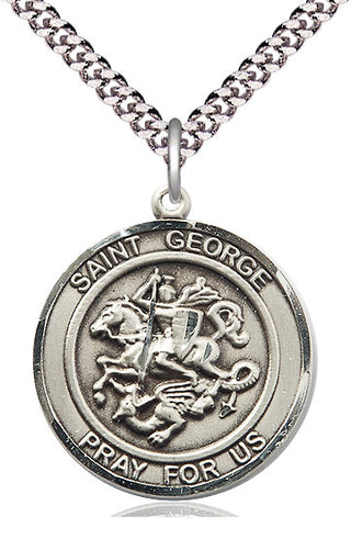 Sterling Silver Saint George Medal Catholic Jewelry Engraved Catholic Saint Jewelry