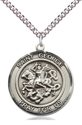 Sterling Silver Saint George Medal Catholic Jewelry Engraved Catholic Saint Jewelry