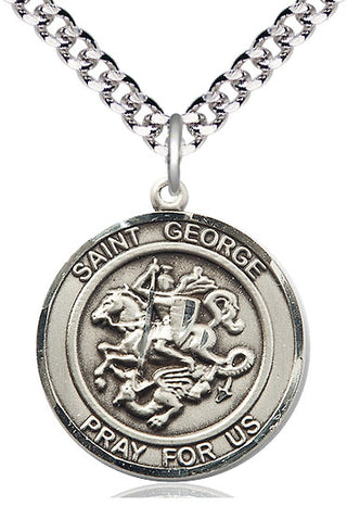 Sterling Silver Saint George Medal Catholic Jewelry Engraved Catholic Saint Jewelry