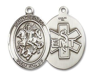 Sterling Silver Saint George EMT Medal Catholic Jewelry