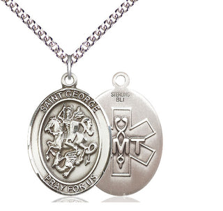 Sterling Silver Saint George EMT Medal Catholic Jewelry