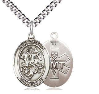 Sterling Silver Saint George EMT Medal Catholic Jewelry