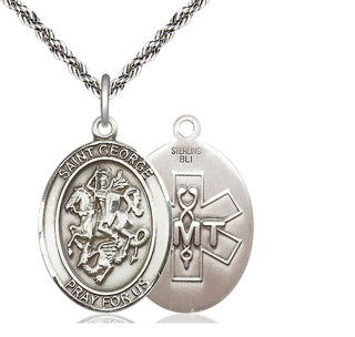 Sterling Silver Saint George EMT Medal Catholic Jewelry