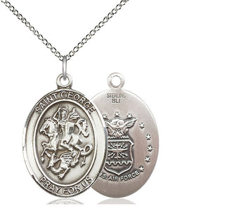 Sterling Silver Saint George Air Force Medal Catholic Jewelry