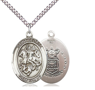 Sterling Silver Saint George Air Force Medal Catholic Jewelry