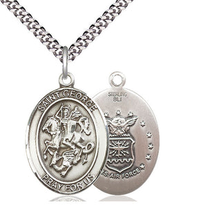 Sterling Silver Saint George Air Force Medal Catholic Jewelry