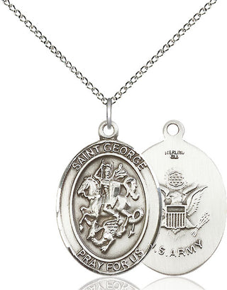 Sterling Silver Saint George Army Medal Catholic Jewelry