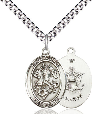 Sterling Silver Saint George Army Medal Catholic Jewelry