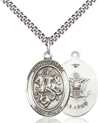 Sterling Silver Saint George Army Medal Catholic Jewelry