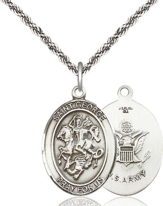 Sterling Silver Saint George Army Medal Catholic Jewelry