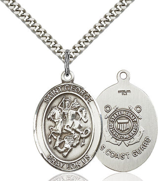 Sterling Silver Saint George Coast Guard Medal Catholic Jewelry