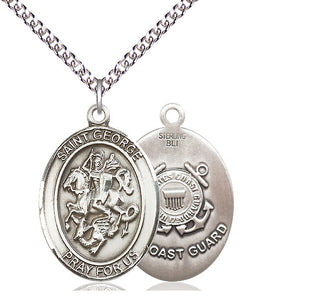 Sterling Silver Saint George Coast Guard Medal Catholic Jewelry