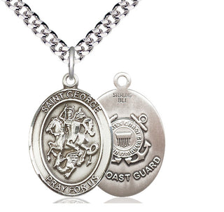 Sterling Silver Saint George Coast Guard Medal Catholic Jewelry