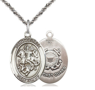 Sterling Silver Saint George Coast Guard Medal Catholic Jewelry