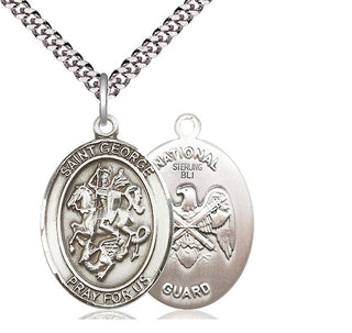 Sterling Silver Saint George National Guard Medal Catholic Jewelry