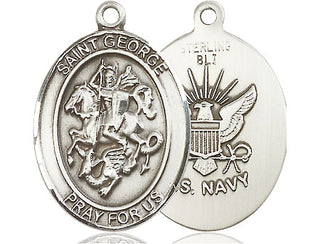 Sterling Silver Saint George Navy Medal Catholic Jewelry