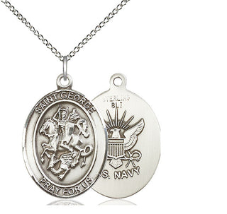 Sterling Silver Saint George Navy Medal Catholic Jewelry