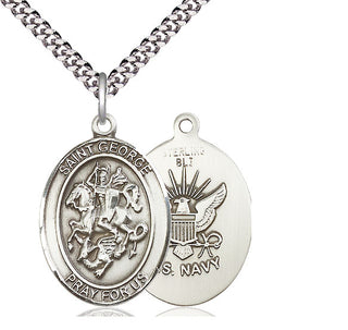 Sterling Silver Saint George Navy Medal Catholic Jewelry